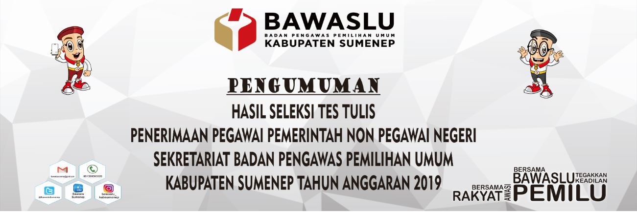 PENGUMUMAN HASIL TES TULIS PPNPN SEKRETARIAT BAWASLU KABUPATEN SUMENEP